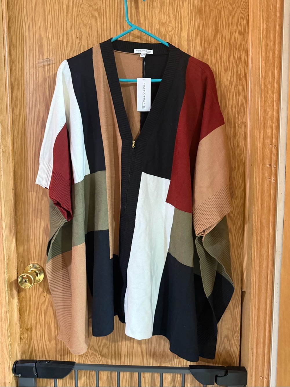 Notations Colorblock Open-Front Tunic - Black, White, Rust, Camel, Olive